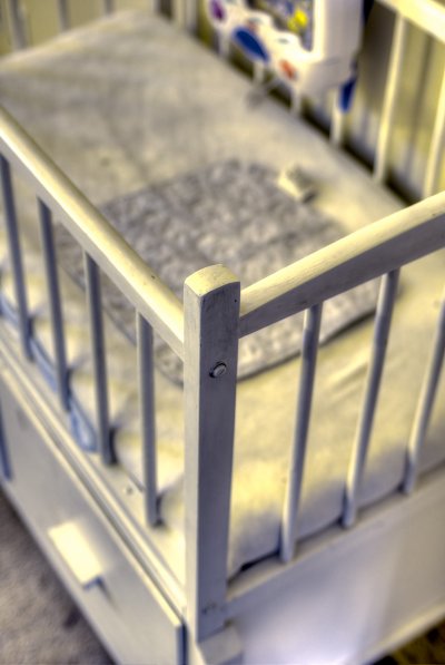 HDR Image - white wooden bassinet
