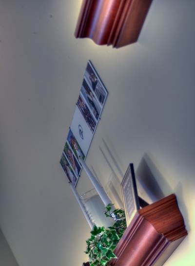 HDR image of crown moulding ledges on our wall