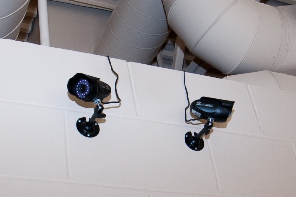Close-up of the playroom cameras